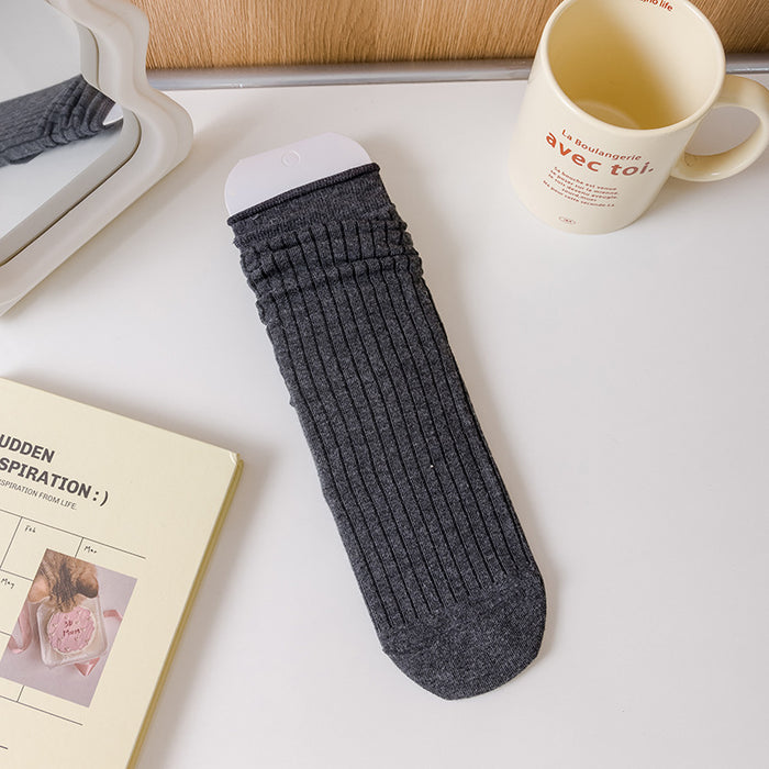 Wholesale Mid length socks with drawstring ballet style, solid color boneless cotton socks