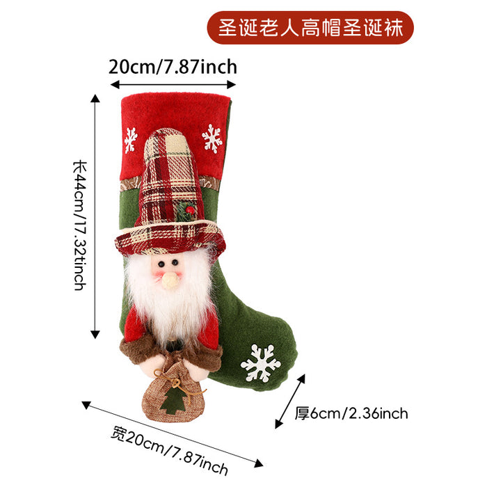 Wholesale Christmas Socks Children' s Gift Bag Pink Cartoon Roof Old Man Candy Gift Decoration Supplies Christmas Tree
