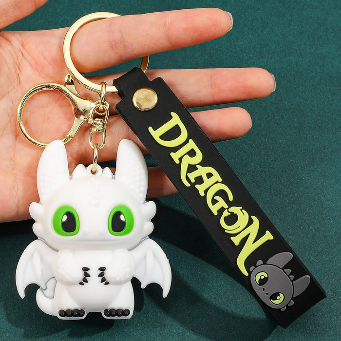 Wholesale Cartoon Black and White Little Flying Dragon Keychain Pendant Soft Plastic Cute Doll Accessories Luggage Pendant