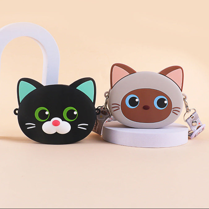 Wholesale Children' s Silicone Crossbody Bag Cartoon Cat Storage Shoulder Bag
