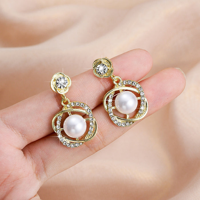 Wholesale Pearl Pendant Earrings 925 Silver Pin Earrings