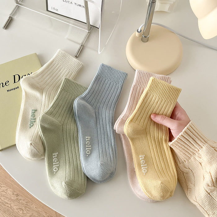 Wholesale Medium length socks with thick thread, versatile for wearing outside, cotton socks