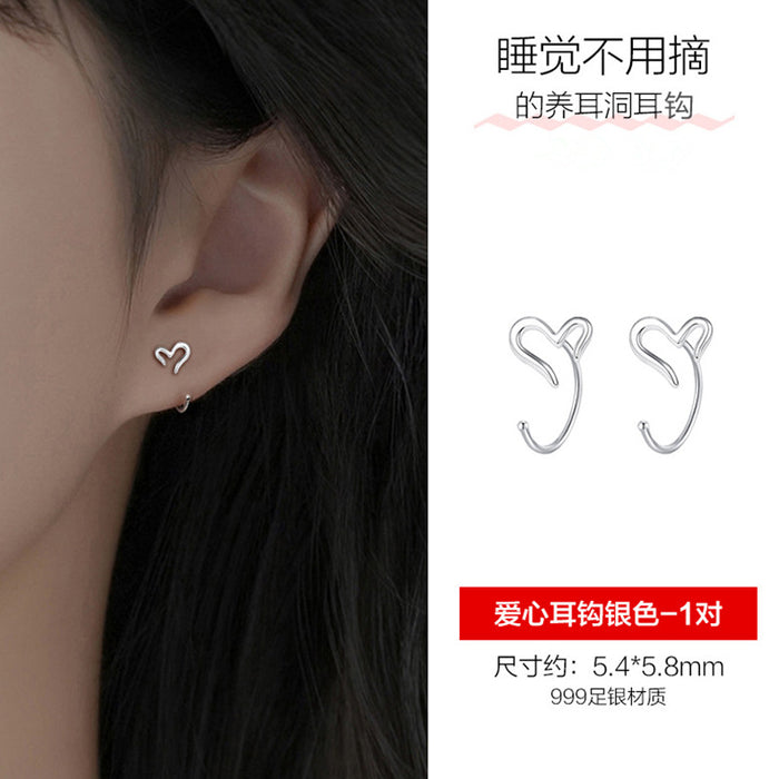 Wholesale Foot silver hollow ear hook with niche design, pure silver earrings, earring studs, jewelry