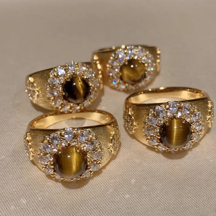 Wholesale vintage Ring Maillard Micro-inlaid Wire-drawing Wide Finger Ring