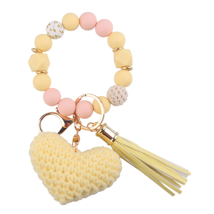 Wholesale Cartoon Love Bracelet Beaded  Keychain