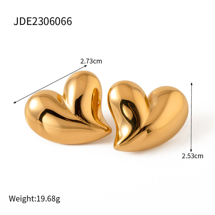 Wholesale 18K Gold Exaggerated Heart-shaped Earrings Stainless Steel Earrings JDC-ES-JD001