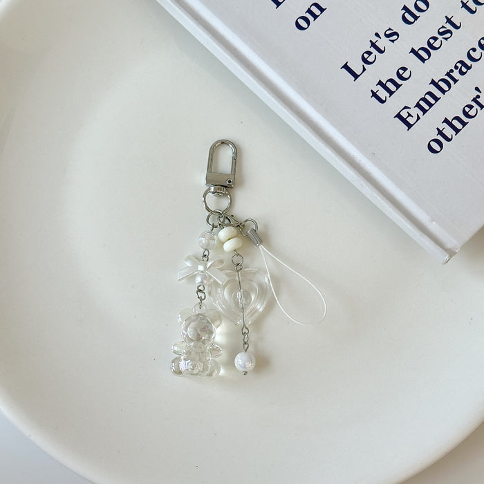 Wholesale Laser Bear Keychain Pendant Love Bow Card Chain Mobile Phone Chain