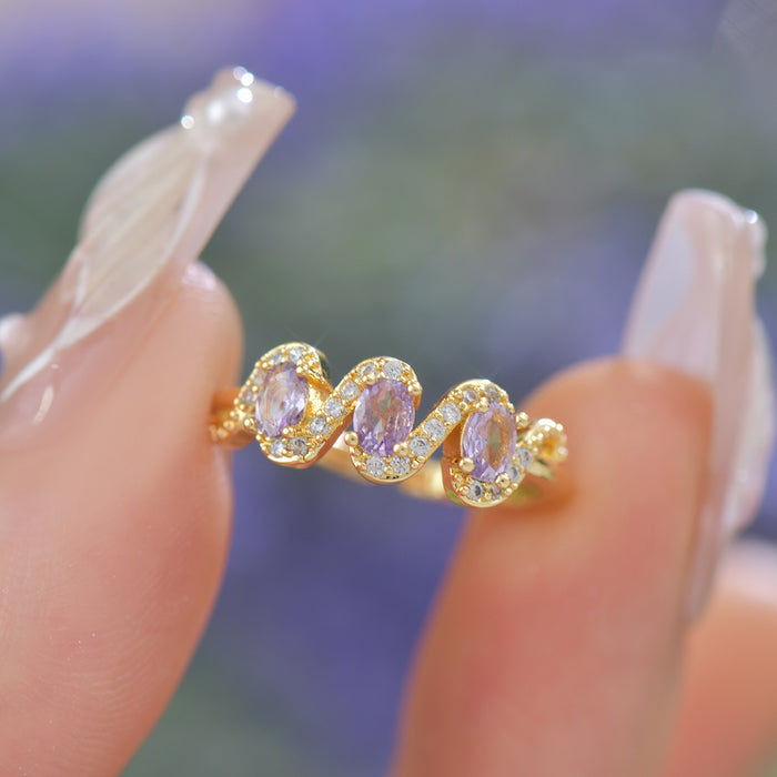 Wholesale Light Luxury Original Design Zircon Purple Zircon Ring Set with Adjustable Opening
