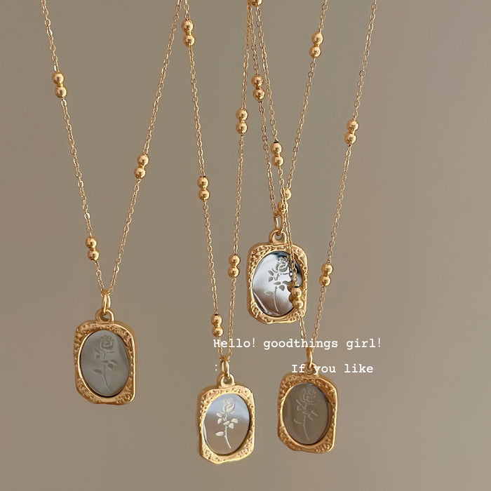 Wholesale Rose Necklace Mirror Chain All-match Elegant Titanium Steel Necklace