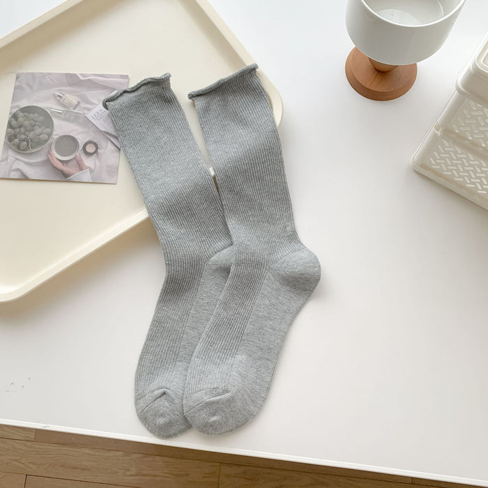 Wholesale Curled edge socks, mid tube socks, long tube socks, stacked socks