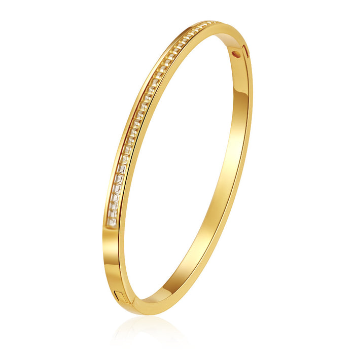 Wholesale Round stainless steel buckle electroplated diamond-encrusted bracelet