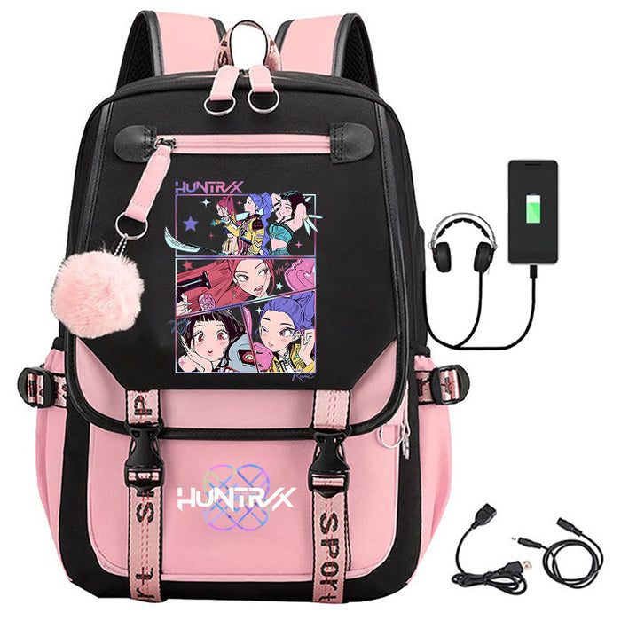Wholesale K-pop movie merchandise printed backpack bag with pom-poms
