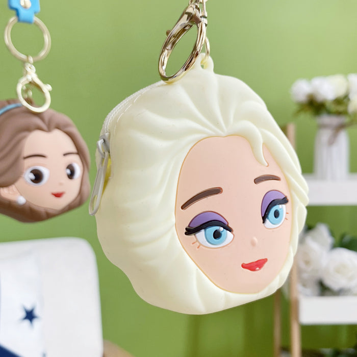 Wholesale soft rubber Princess coin purse keychain creative trend car bag small pendant couples small gift