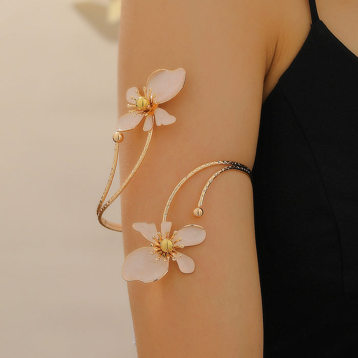 Wholesale Floral Open Cuff Bracelet Trendy Adjustable Arm Jewelry