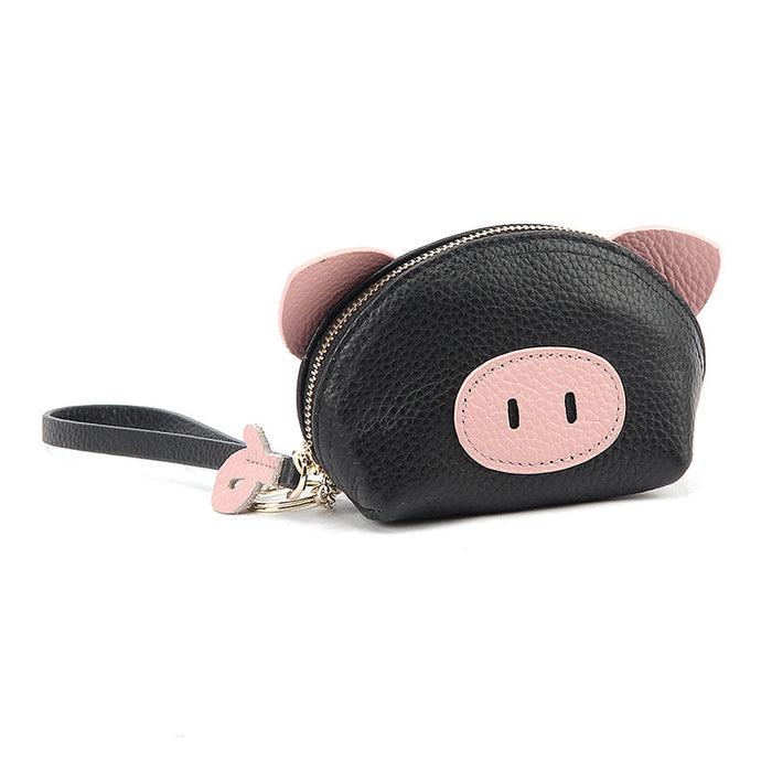 Wholesale Cute Hand Wallet Women's Cartoon Small and Exquisite Piglet Genuine Leather Zipper Coin Coin Coin Purse