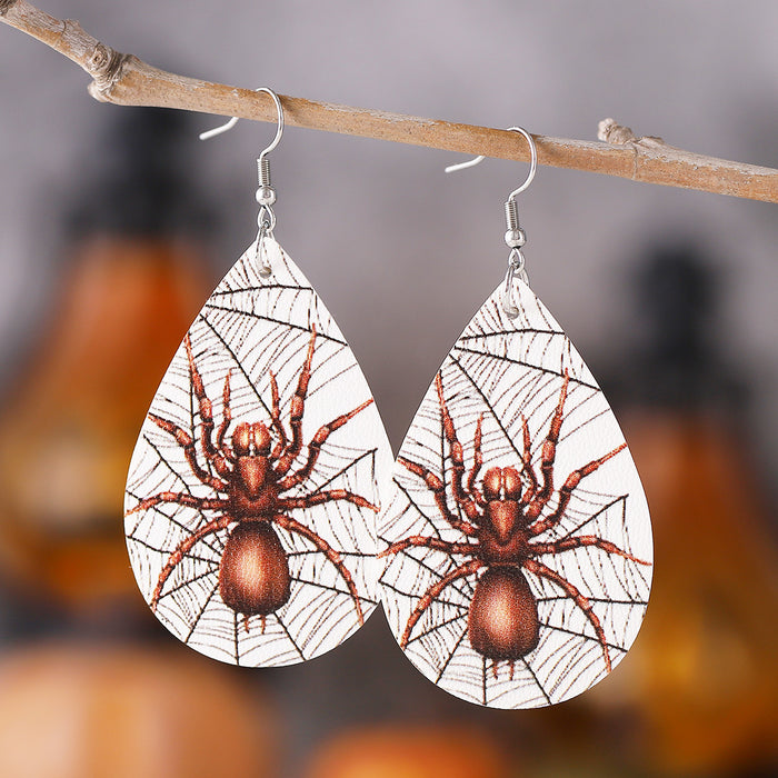 Wholesale  Gothic Style Skull  Web Black Cat Grimace Pumpkin Earrings Leather Earrings