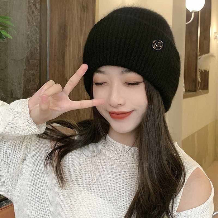 Wholesale Knitted Hat Women's Winter fleece-lined Thickened Warm All-match Knitted Hat Big Head Ear Protection Maternal Moon Hat