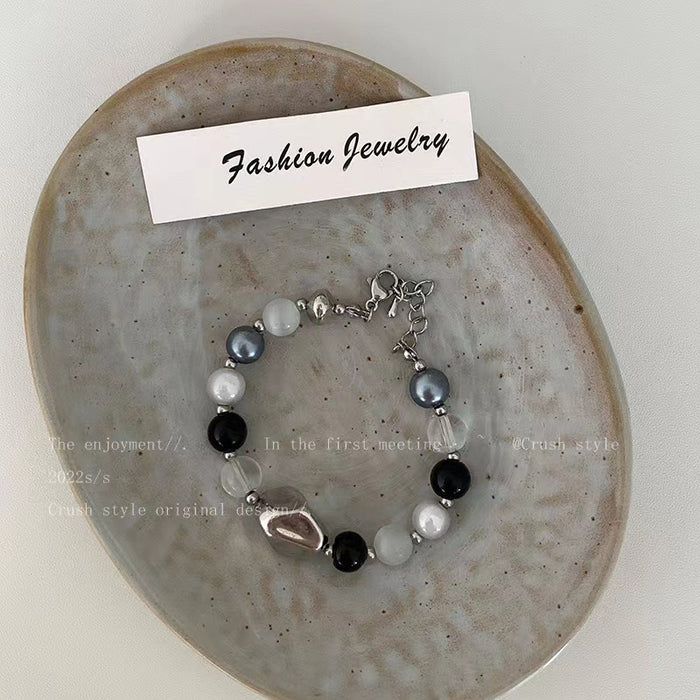 Wholesale Smiley Face Contrast Color Retro Stacked Stone Bracelet JDC-BT-ShuXing003