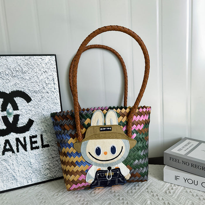 Wholesale  Handbag Summer  Cartoon Woven Bag Large Capacity Work Commuter Bag Hand-Woven Handbag