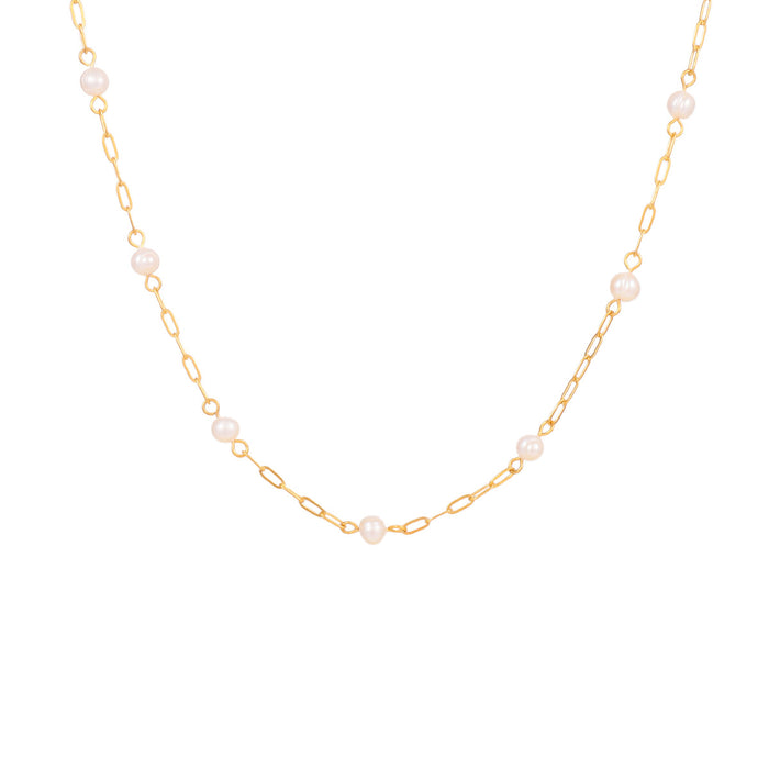 Wholesale Pearl necklace, fashionable stainless steel collarbone chain, handmade chain jewelry