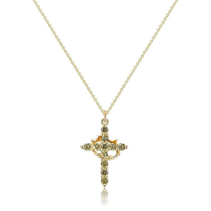 Wholesale Cross Crown Rotating Necklace Versatile Light Luxury High End Necklace Zircon Clavicle Chain