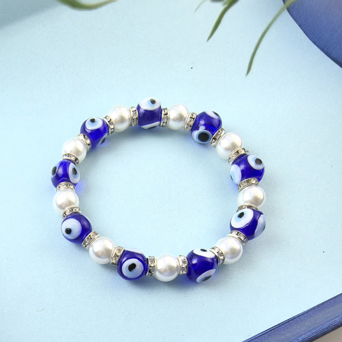 Wholesale Pearl Devil's Eye Bracelet with Micro inlaid Pearl Bracelet, Hand string Jewelry