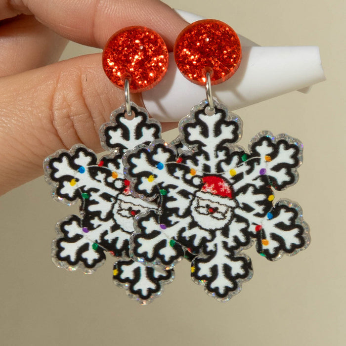 Wholesale Cute Christmas Cartoon Acrylic Snowflake Earrings