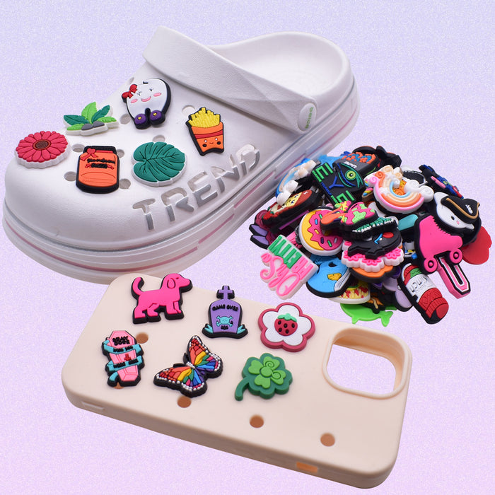 Wholesale 100 random hole shoe buckle accessories cute cartoon PVC soft rubber shoe flower decoration buckle set