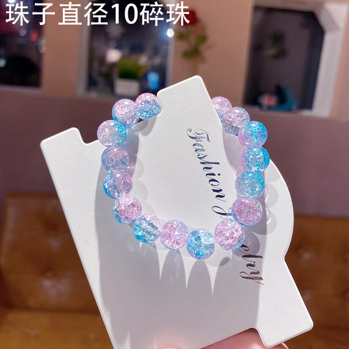 Wholesale Glass Bead Bracelet Ice-Clear Two-Tone Violet Children' s Jewelry Accessory MOQ≥2