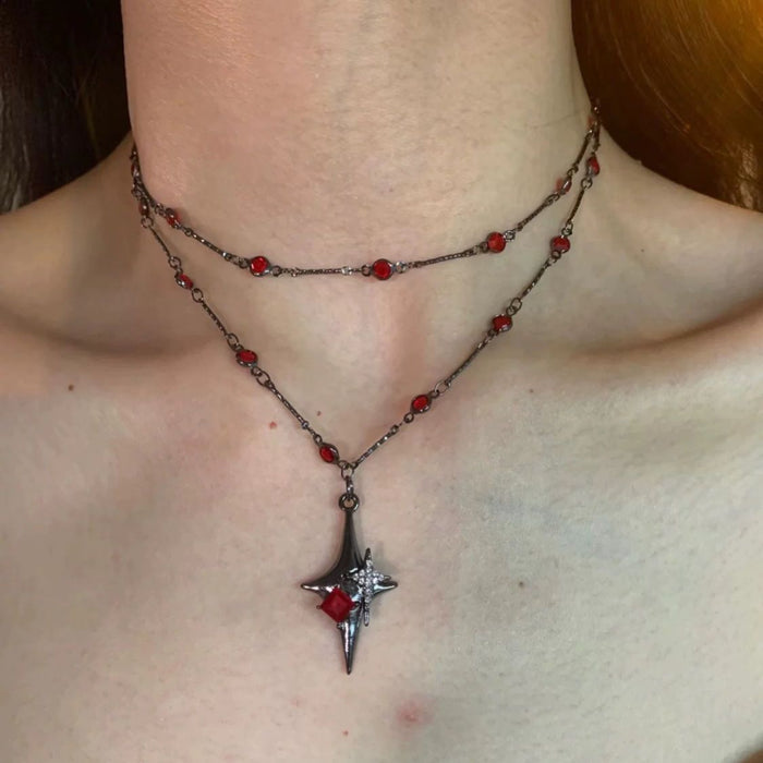 Wholesale Gothic Style Red Cross Necklace