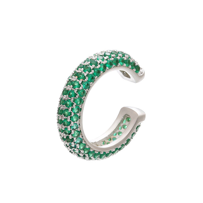 Wholesale Gold Plated Copper Ear Cuff with Colored Zircon Simple Style Fashion Accessory MOQ≥2