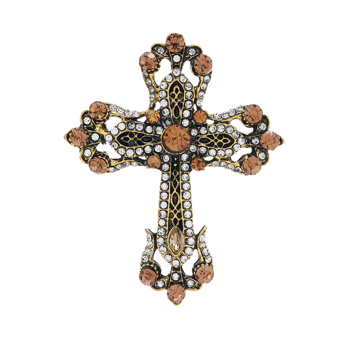 Wholesale vintage medieval rhinestone cross Brooches men' s suit et pin accessories