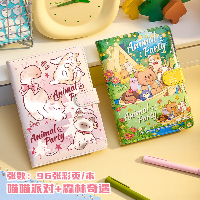 Wholesale Cute Cartoon Bear Imitation Leather Notebook with Magnetic Buckle 96 Full-Color Page