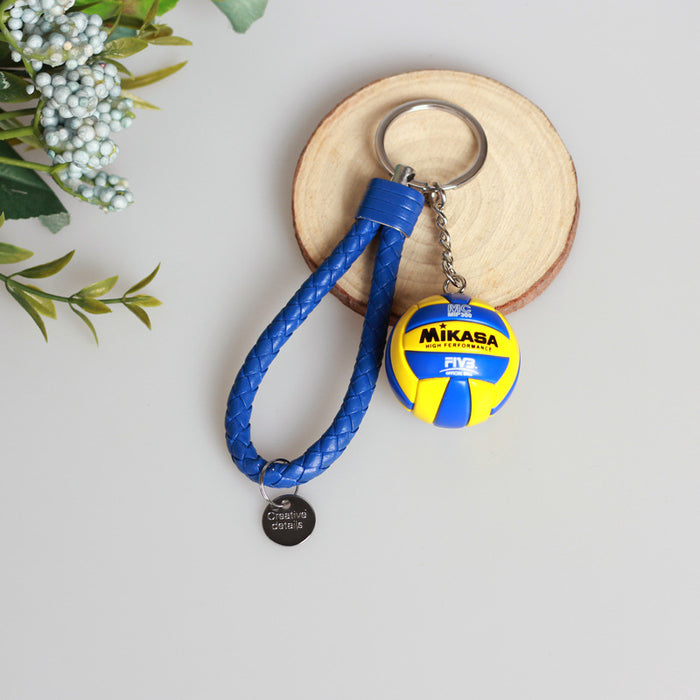 Wholesale  Small Volleyball Keychain Simulation PU Small Ball Keychain Student Sports Souvenir Volleyball Leather Rope Pendant