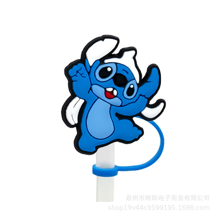 Wholesale New Cute Anime Party Straw Decoration Cartoon Straw Cover Straw Cap Silicone Dust Stopper Cross border Product