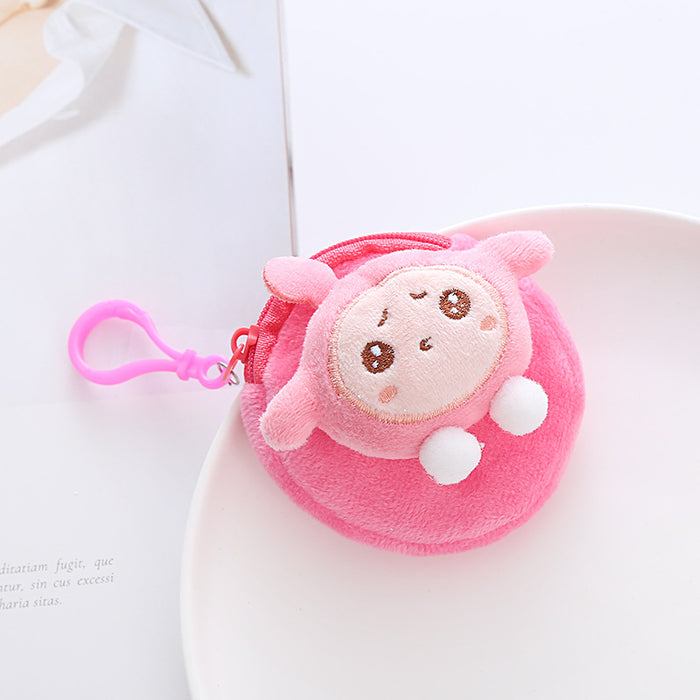 Wholesale Cartoon Cute Egg Boy Wallet Plush Doll Coin Bag Earphone Bag Keychain Student Backpack Pendant JDC-WT-XG002