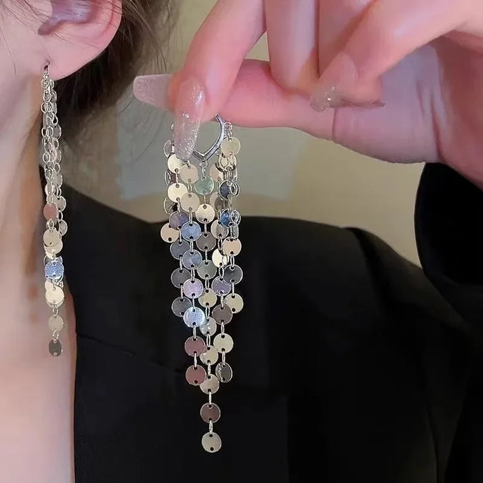 Wholesale Tassel earrings with exaggerated ear loops, niche design, light luxury, fashionable temperament, earrings