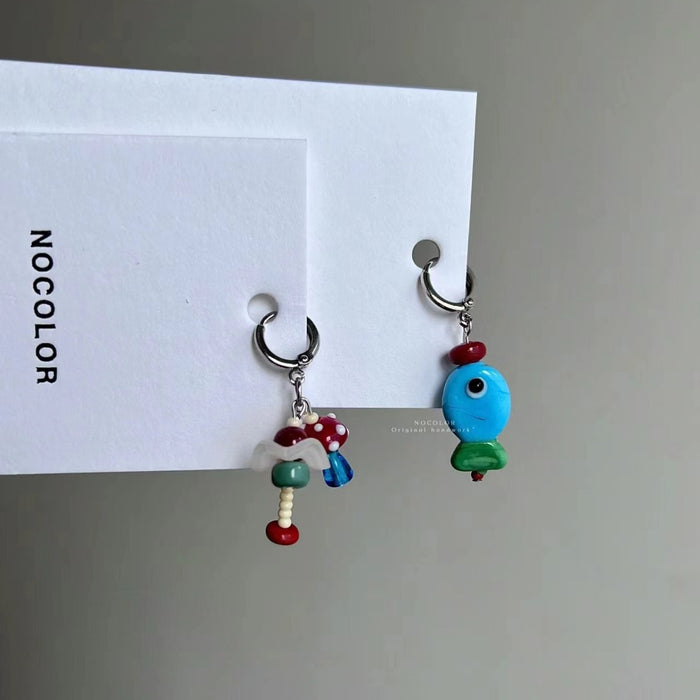 Wholesale Retro bead asymmetrical flower ear buckle design with a sense of niche temperament, simple and unique ear buckle