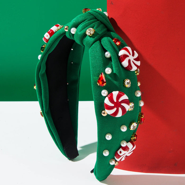 Wholesale Imitation Pearl Rhinestone Christmas Headband Santa Hair Fashion Accessory