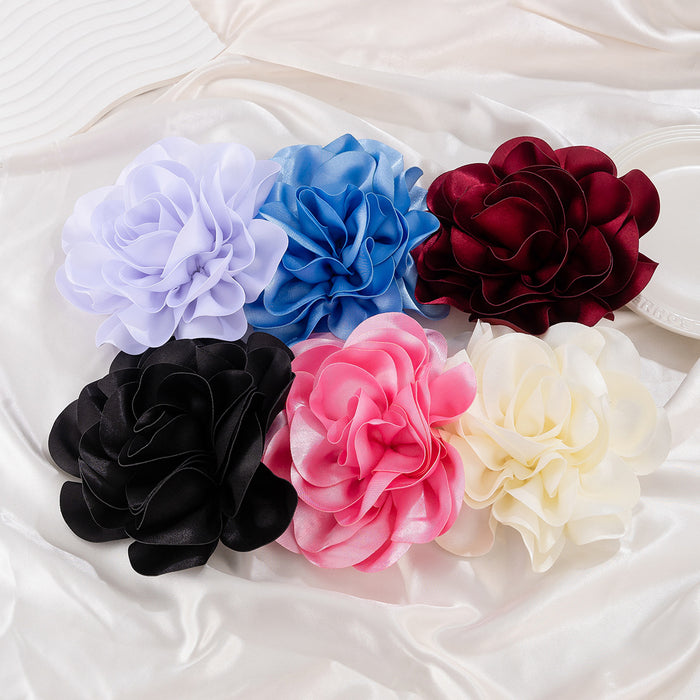 Wholesale Satin fabric exaggerated large flower brooch clip dual-use rose chest flower
