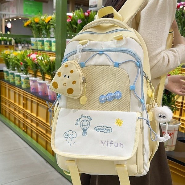 Wholesale Contrast color schoolbags, cute, lightweight, large-capacity, versatile backpacks for middle school and high school students