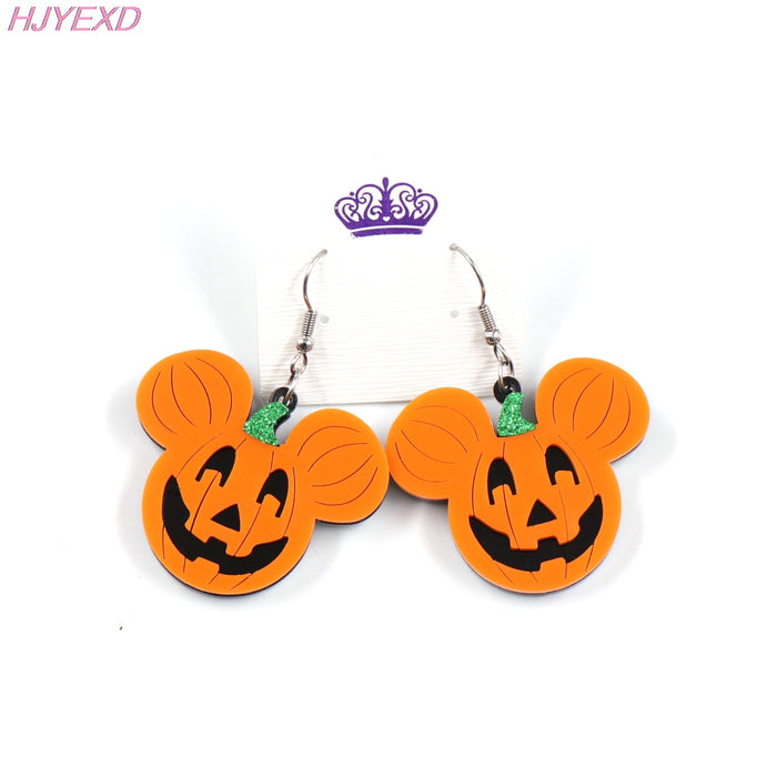 Wholesale Acrylic Gold Pumpkin Head Earrings JDC-ES-XYan014