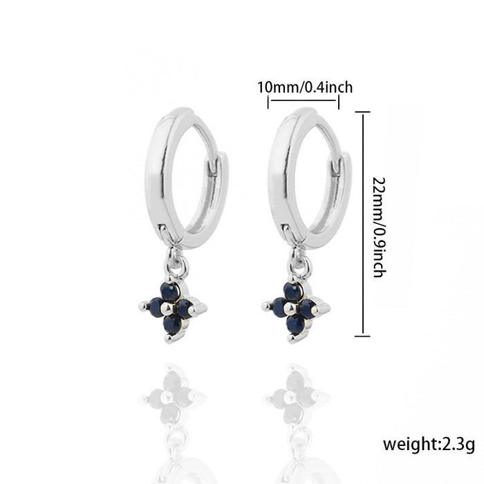 Wholesale Diamond inlaid clover earrings with geometric flowers, fashionable and versatile earrings wholesale