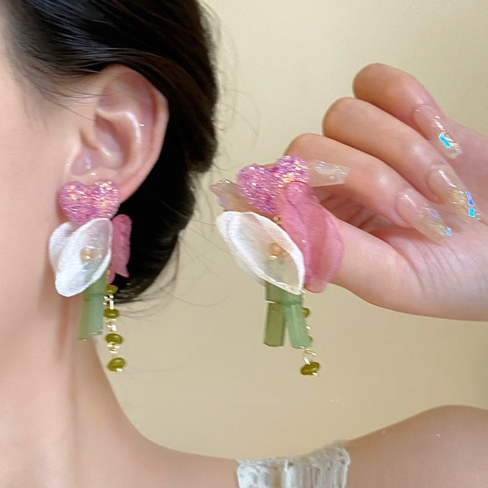 Wholesale Holiday style sunflower earrings exaggerated women' s seaside travel photo earrings