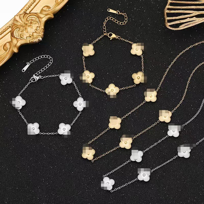 Wholesale Stainless Steel Clover Bracelet Simple Versatile Collarbone Chain