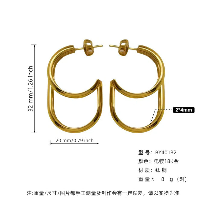 Wholesale Exaggerated large earrings with a light luxury and high-end feel that do not fade. Titanium steel earrings as earrings