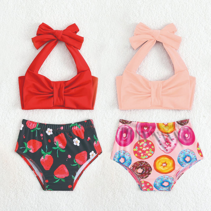 Wholesale Printed swimsuit camisole swimsuit split bow swimming headband