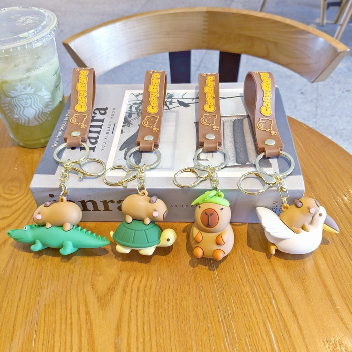 Wholesale Keychain Cute Capybara Schoolbag Pendant Car Key Chain Children' s Doll Machine Small Gift