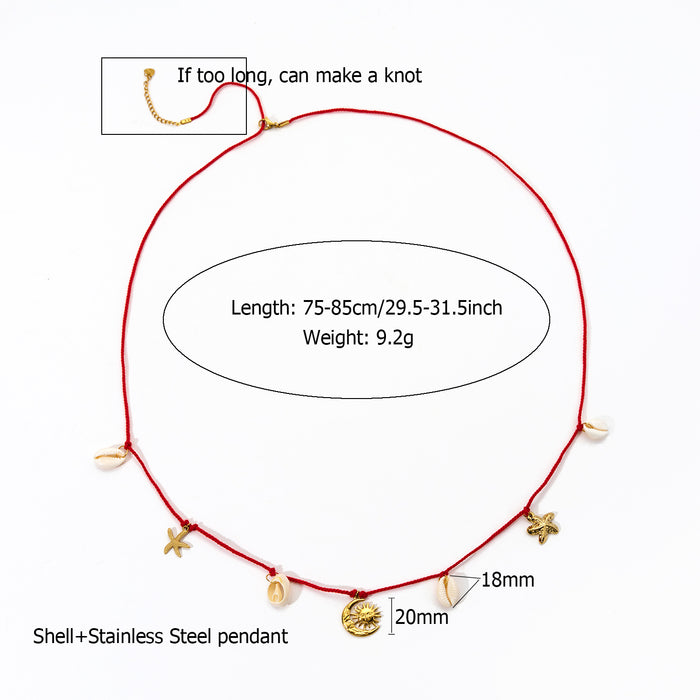 Wholesale Outdoor fashion rope style fruit waist chain starfish shell pendant personalized hand woven body chain wholesale