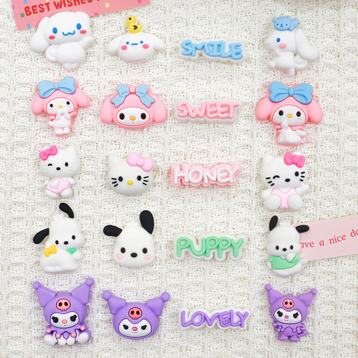 Wholesale 10pcs Cartoon Slippers Accessories Phone Case PIAD Set Hairpin Decorative PVC Soft Adhesive Patch